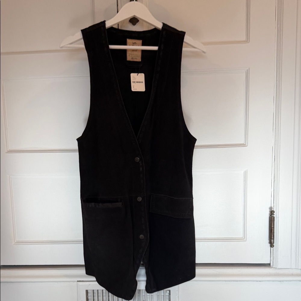 Free People Charcoal Button-Up Vest